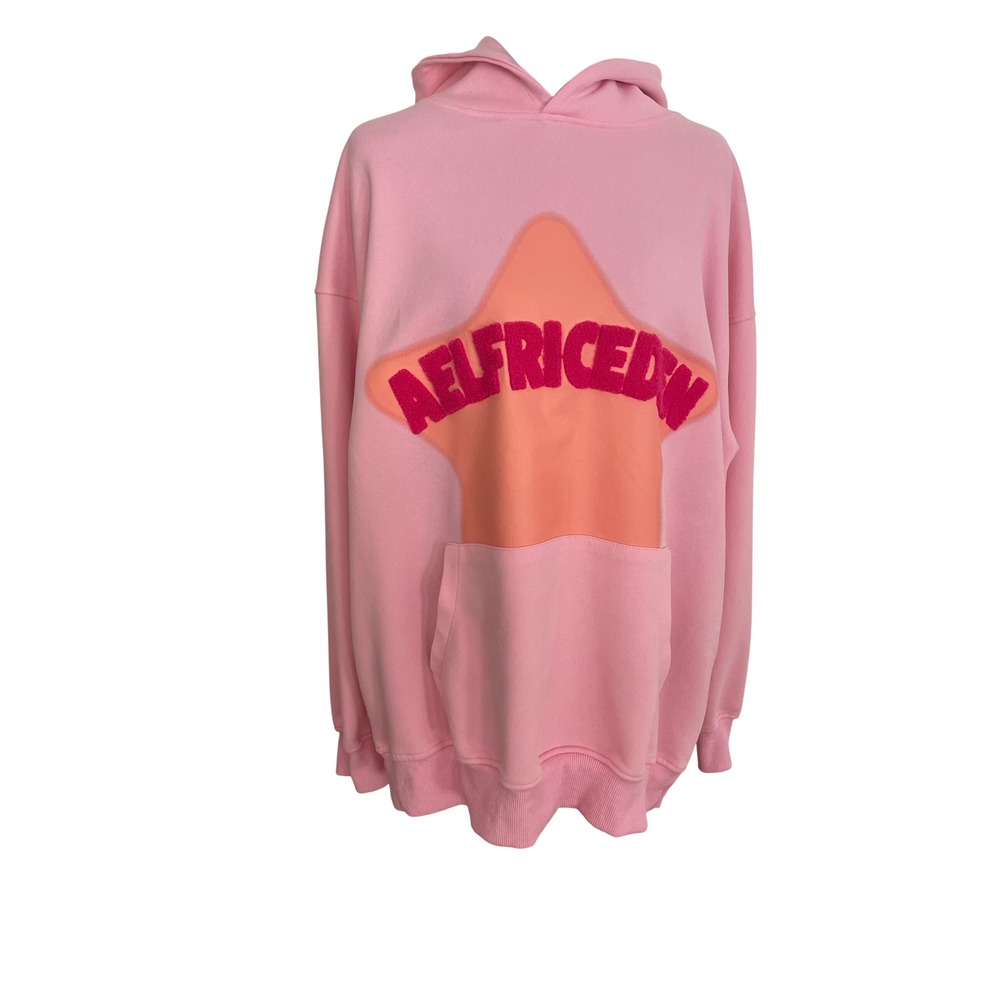 Aelfric Eden Pink Star Hoodie Unisex Medium Pink Chenille Y2K Streetwear Hoody - Picture 3 of 15